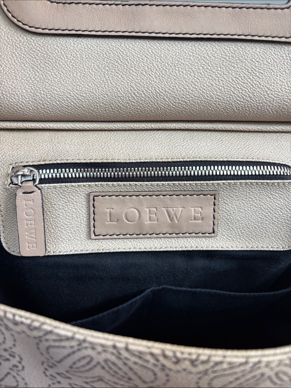 Loewe Anagram Shoulder Bag Kite Satchel Coated Canvas & Leather Tote - Picture 10 of 16